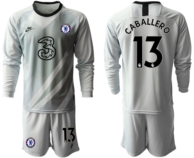 Men 2020-2021 club Chelsea gray long sleeve goalkeeper #13 Soccer Jerseys->chelsea jersey->Soccer Club Jersey
